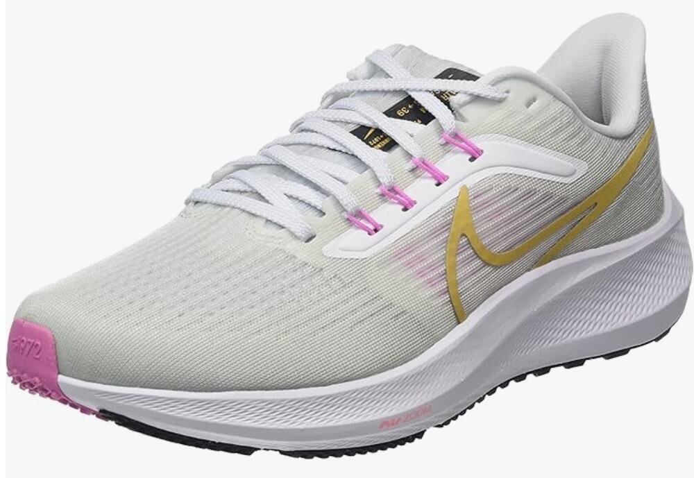 Nike Air Zoom Pegasus 39 Women's Trainers, White Wheat Gold Pure Platinum, US 8